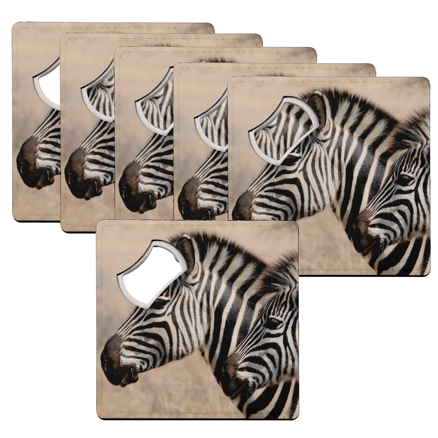 Sous verre décapsuleur zèbre lot de 6 idée cadeau déco savane originale