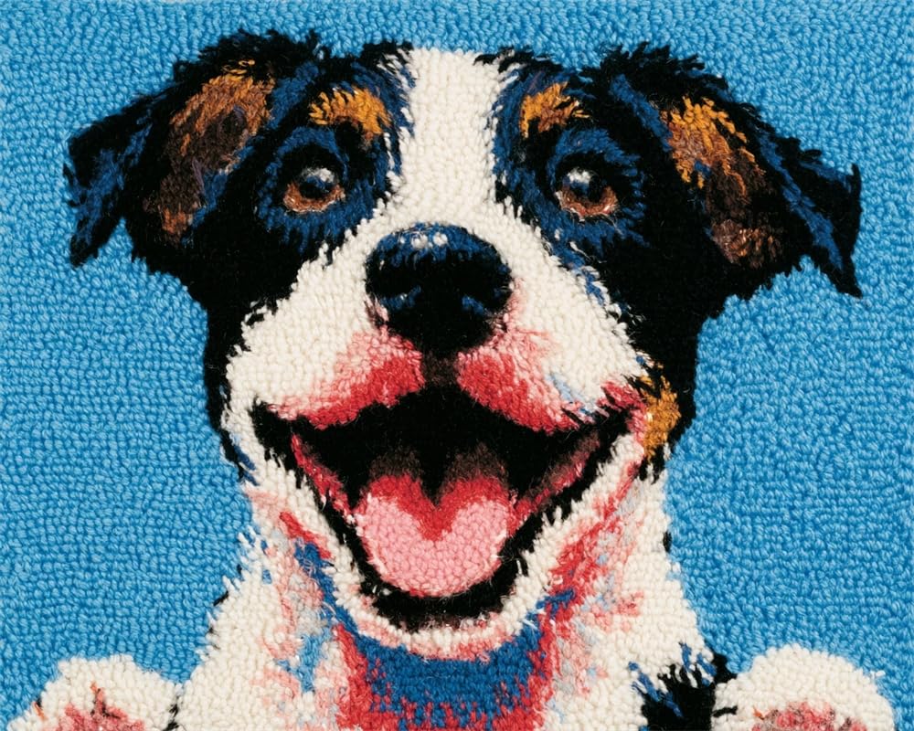 FWRTYCB Latch Hook Rug Kit Cute Smiling Dog
