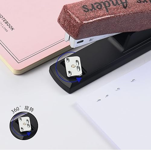 Miniatura 7 de OXYEFEI Linda engrapadora personalizada con purpurina, engrapadora para escritorio, grapadora para aula, oficina, sin grapa, regalo de Navidad,