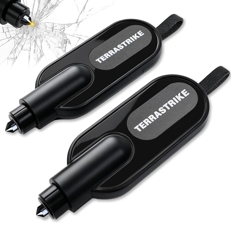Kit com 2 ferramentas de emergência automotiva para quebrar vidro e cortar cinto TERRASTRIKE CAR ESCAPE CQYJ000001