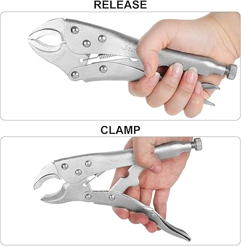 Miniatura 6 de 3 alicates curvados VISE-GRIP de bloqueo de mandíbula (10 pulgadas) con cortador de alambre de mordaza curva para apretar, sujetar, torcer y girar,