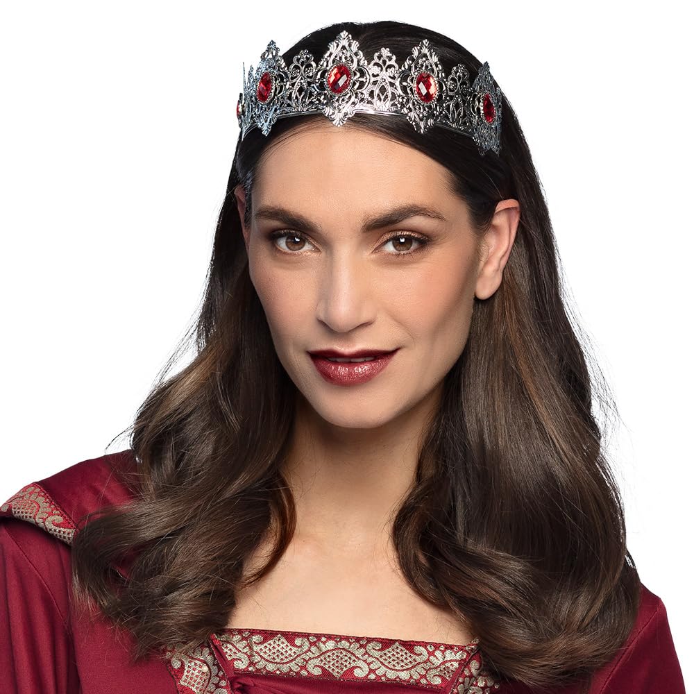 Boland 64570 Queen Crown Headband with Gemstones, Princess, Accessories for Fancy Dress Costumes, Carnival and Theme Party