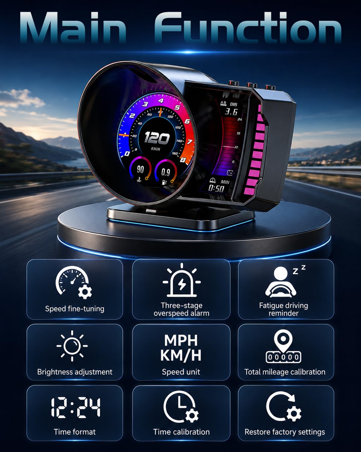 NHOPEEW 3,5 Zoll GPS+OBD2 Head-Up-Display Auto für alle autos