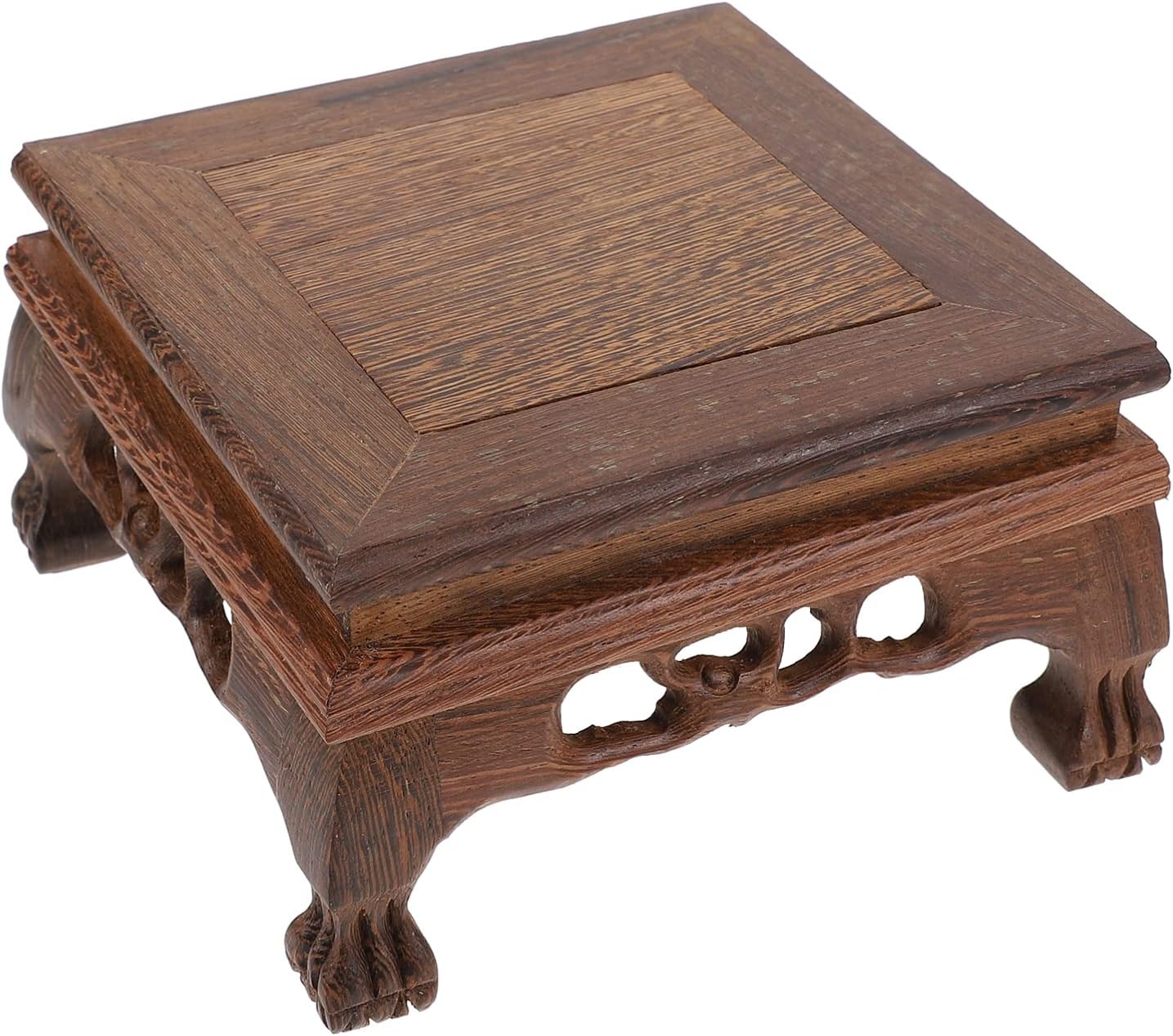 Rosewood Wooden Display Stand Base: Chinese Oriental Display Stand Rectangular Flower Vase Pot Holder Fish Bowl Holder Planter Stand Decor