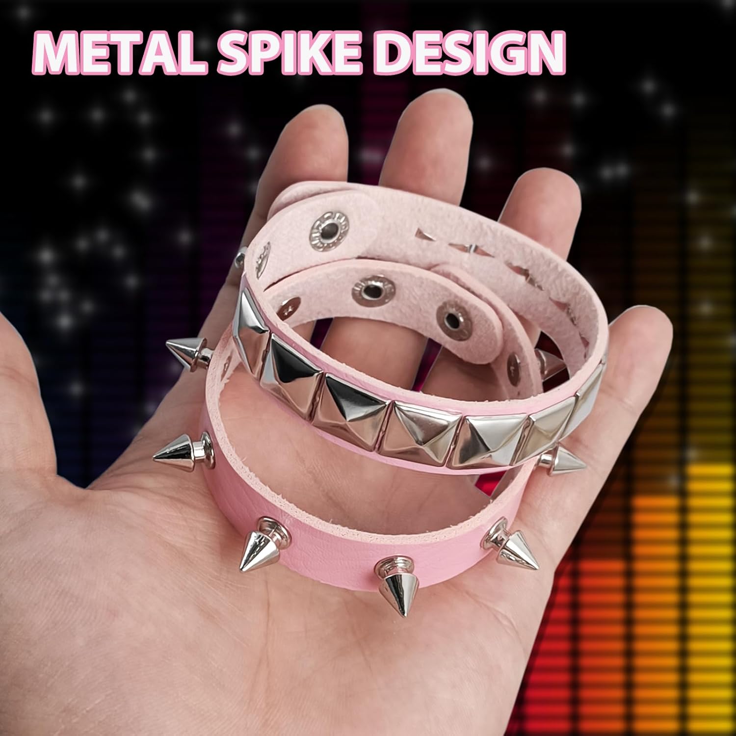 4 Pcs Punk Bracelet Spike Cuff Wrap Bracelets Fanux Leather Wristband Stud Gothic Bracelet Halloween Dress up Bracelets - Image 2