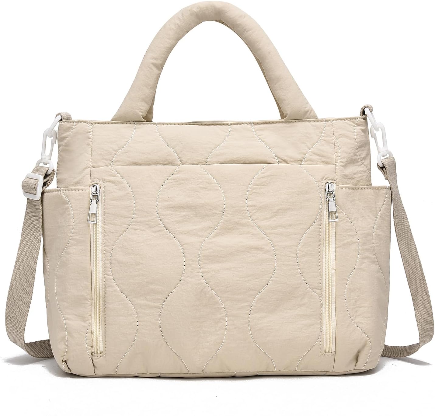 I IHAYNER Puffer Tote Bag for Women Lightweight Top Handle Handbag Large Shoulder Bag with Zipper for Travel Work