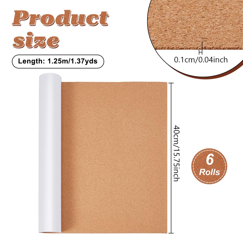 6 Rolle Selbstklebende Korkplatte Mehrzweck Kork Regaleinlage 40x125x0.2cm Korkplatte Für DIY Untersetzer Wanddekoration Bastelprojekte