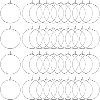 200Pcs Wine Glass Rings Earring Hoops 25mm Hypoallergenic Round Hoop Earring Wire Hoops Open Earring Beading Hoops Earring Finding for Jewelry Making Wedding Birthday Party Festival Favor(White K)
