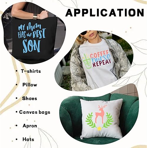 Miniatura 4 de AHIJOY Hojas de vinilo de transferencia de calor pastel HTV paquete de 12 x 12 pulgadas, 10 colores surtidos de tonos pálidos para planchar en