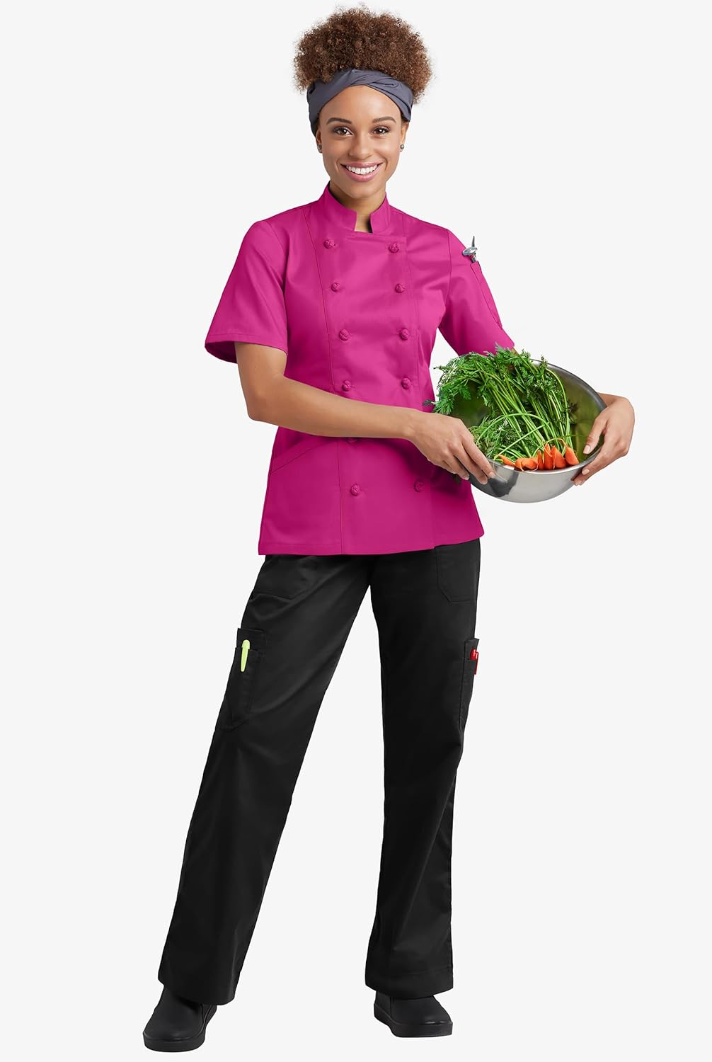 Women's Chef Coat with Knotted Cloth Buttons - Image 5