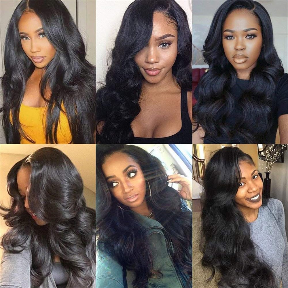 32 Inch Echthaar Perücke Body Wave 4x1 Swiss Spitze Lace Frontal Human Hair Wig Damen Perücken Unprocessed Brazilian Virgin Hair Pre Plucked With Natural Hairline 1B Natural Black