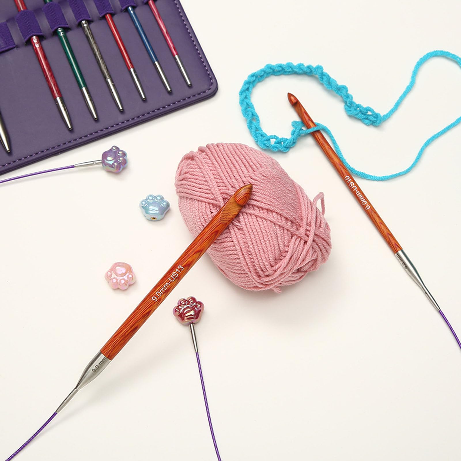 Juego de agujas de crochet tunecinas intercambiables de 3, 5