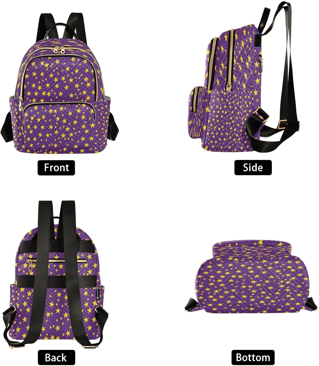 Five Pointed Star Purple Background Backpack Purse for Women Shoulder Bag Fashion Daypack Ladies Handbag Lightweight Travel Bag Rucksack