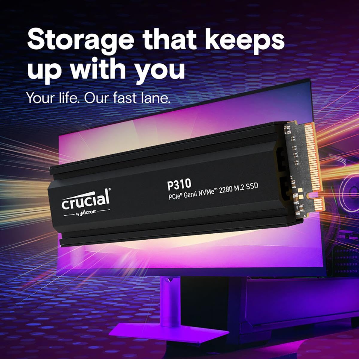 CRUCIAL - P310 - SSD interno - 4 TB - PCIe Gen4 NVMe M.2 - Con dissipatore di calore - Velocit? di lettura fino a 7100 MB/s - CT4000P310SSD5