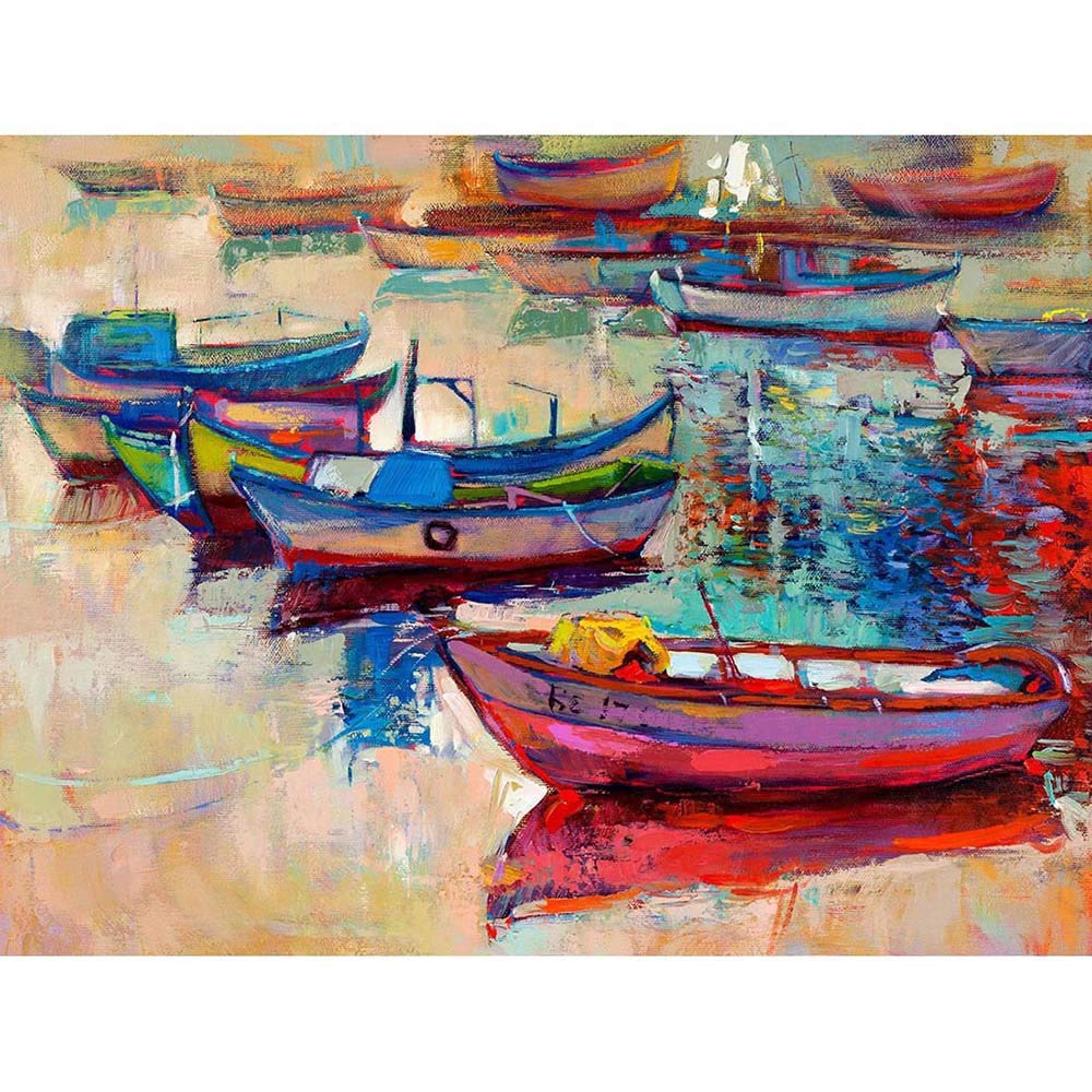 Wee Blue Coo Boats And Ocean Painting Art Print Poster Wall Decor 12X16 Inch