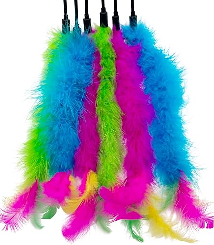 Cat Wand Feather Toys, 6 Pieces Interactive Cat Feathers Teaser Toy for Indoor Cats Play(6PCS Cat Wand Toys)