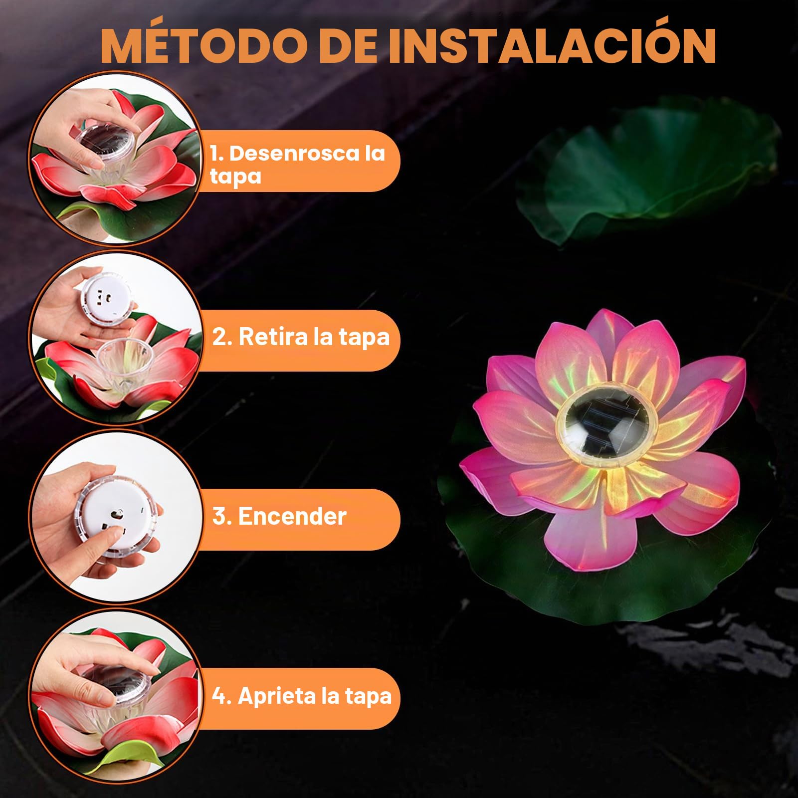 Luz solar de loto para piscina, LED impermeable, moderna lámpara flotante de jardín, 12 cm, encendido/apagado automático, para decoración de estanque, fuente de patio trasero (morado)