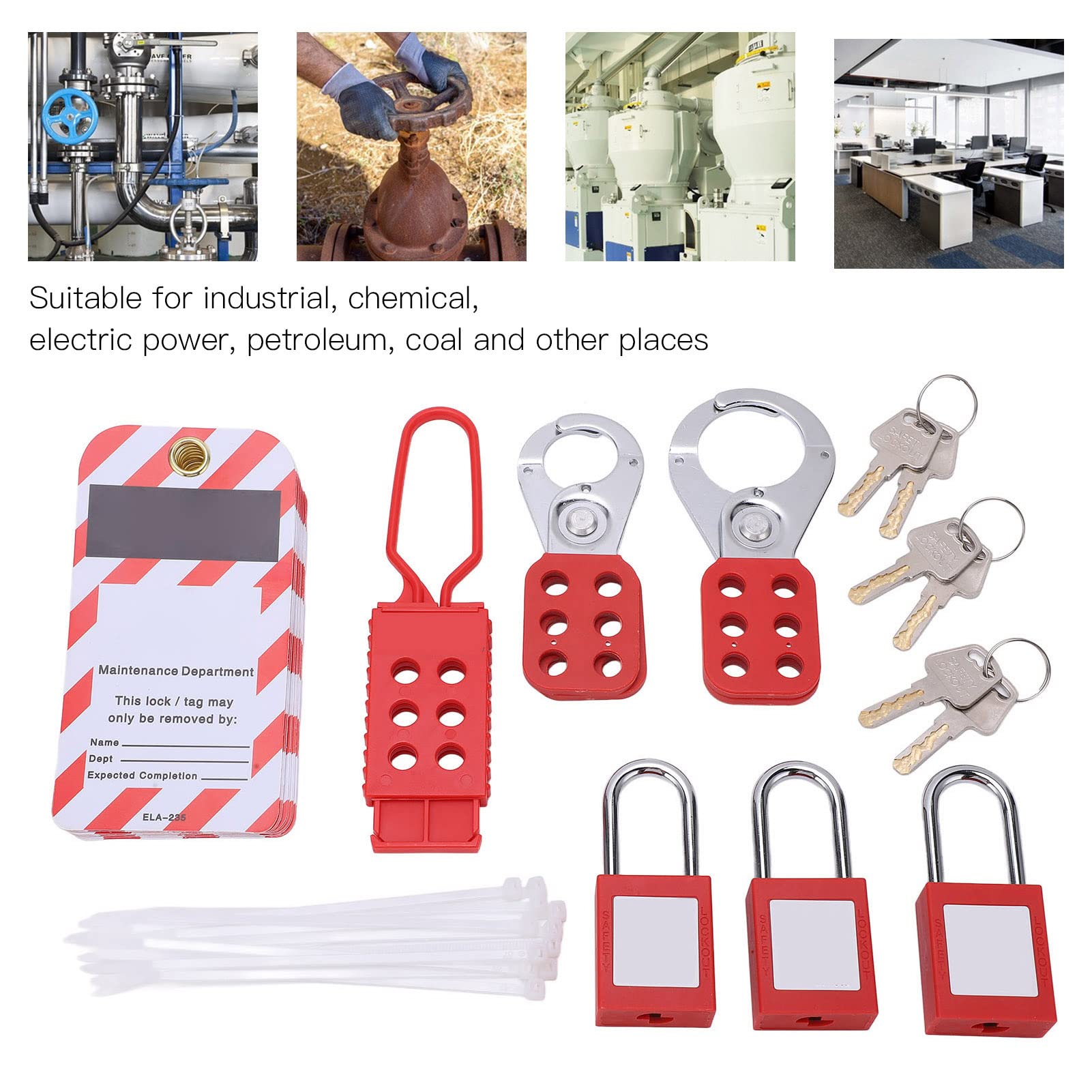 Industrial Electrical Locking Tag Kit, Made of Non Conductive Thermoplastic, 12 Writable Tags, Storage Pouch Included - Image 3