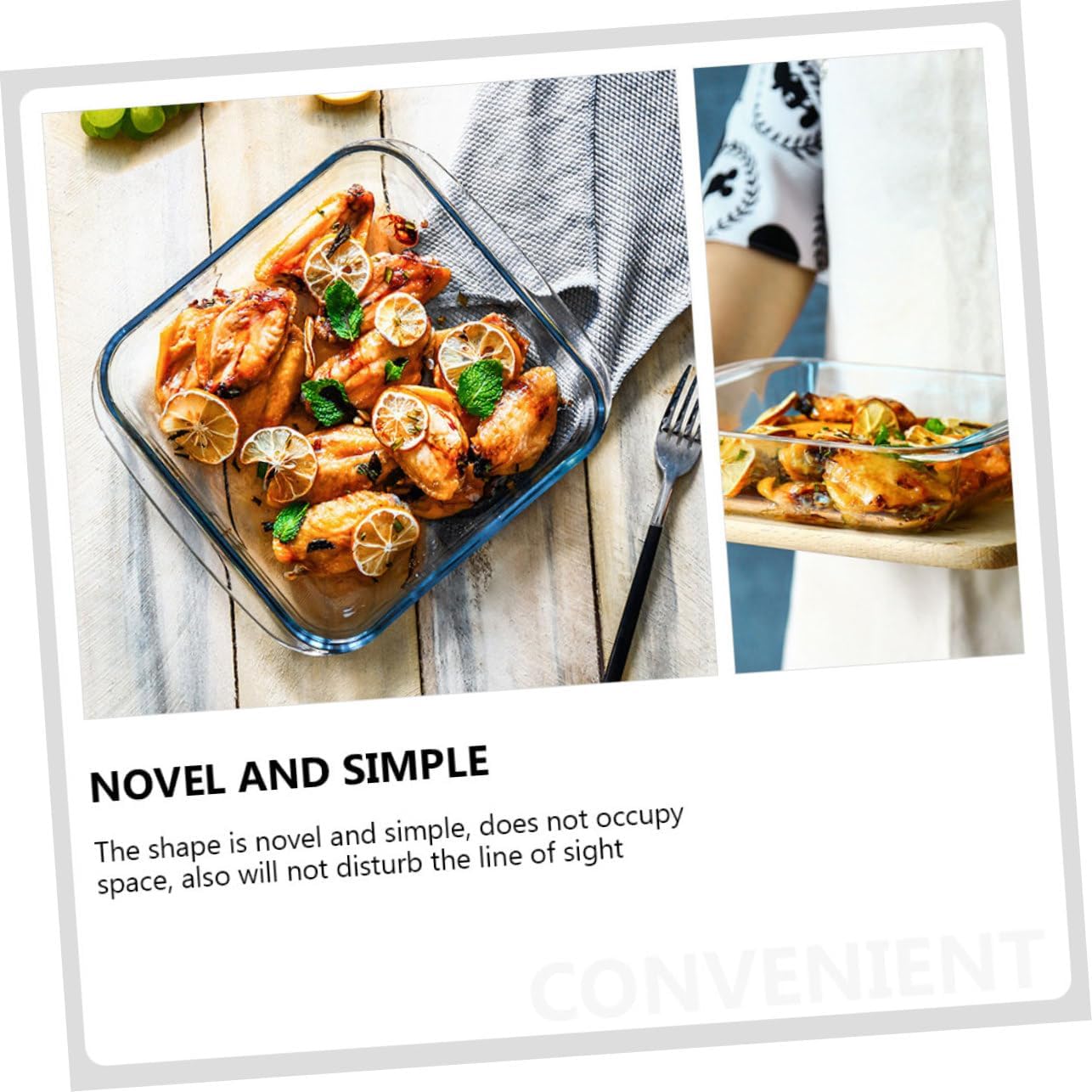 2pcs Glass Baking Tray Square Baking Pans for Oven Dishwasher Safe Cheese and Rice Dishes Stylish Kitchen Accessory