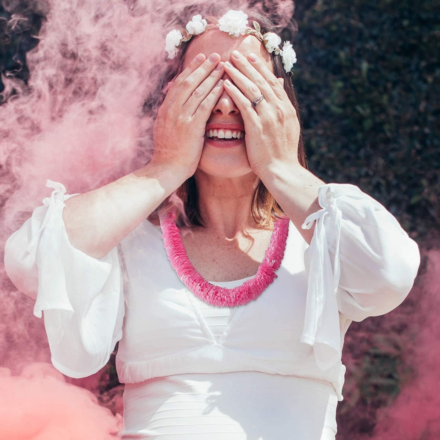 WILLBOND Gender Reveal Leis Bulk Gender Reveal Necklaces Plastic Hawaiian Mardi Gras Decorations for Baby Shower Mardi Gras Party Supplies