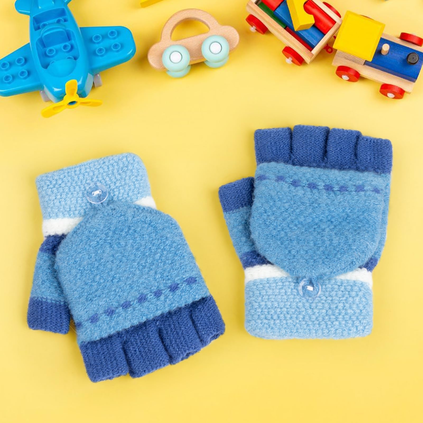 Kiiwah Guantes sin Dedos con Cubierta para Niños Niñas 5-10 Años, Mitones Niños Guantes Invierno Termicos Elásticas