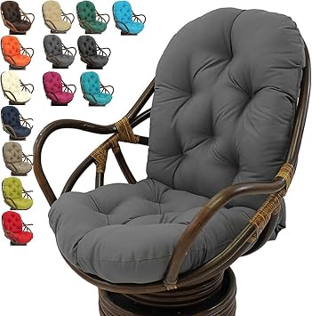 Solid Rocking Chair Cushions Outdoor, Ties Indoor Rocking Chair Cushion,Ultra Soft Swivel Chair Pad Thicken Washable Patio Furniture Cushions for Recliner Rattan Folding Chair Garden MatGray
