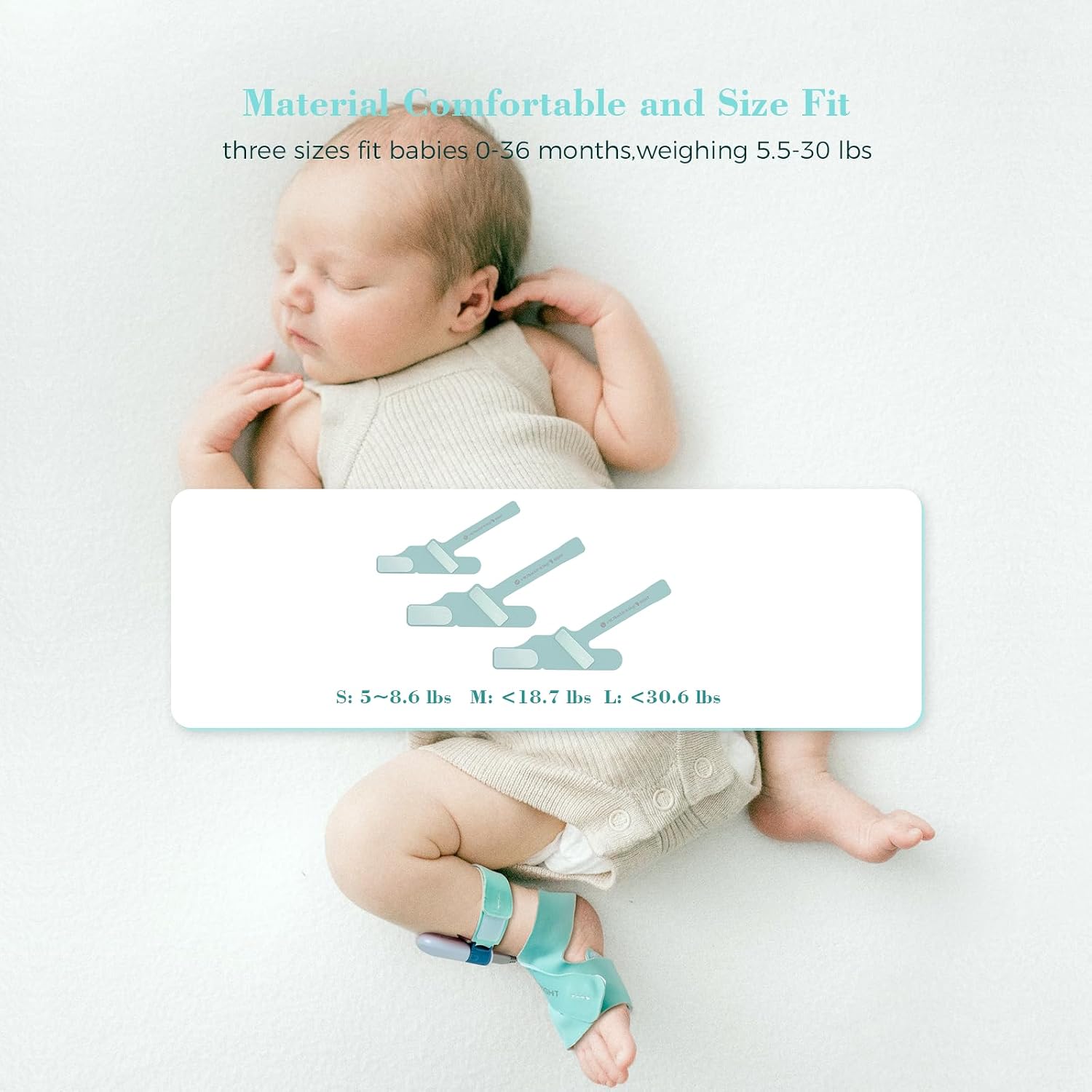 babytone Baby Sleep Monitor Spare Part, Soft and Skin-friendly Fabric Sock, with Three Sizes (S&M&L) in Package