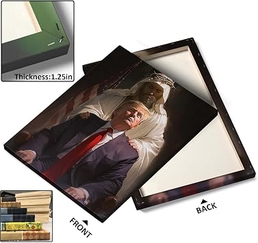ART Christian Canvas Wall Jesus Guiding Donald Trump Picture Print - Patriotic Conservative Jesus Canvas Wall, Inspirational President Gift for Home Office Decor, 16x20 Inch