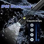 Dual Lens Endoscope Camera with Light, Ferdiiz 360° Rotation Probe Borescope with 8 Adjustable LED Lights, 4.5" Endoscope Inspection Camera with IP68 Waterproof, 2m Semi-Rigid Cable for Android iOS