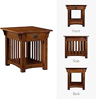 Vista 6 de Leick Furniture Mission - Mesa auxiliar con cajón, madera de fresno maciza y chapas de roble