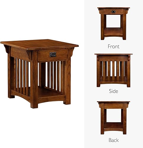 Miniatura 55 de Leick Home 23007 Chisel & Forge - Mesa auxiliar de metal y madera mixta con un cajón, diseño X con estante, gris ahumado y negro mate, 22 x 24 x 24