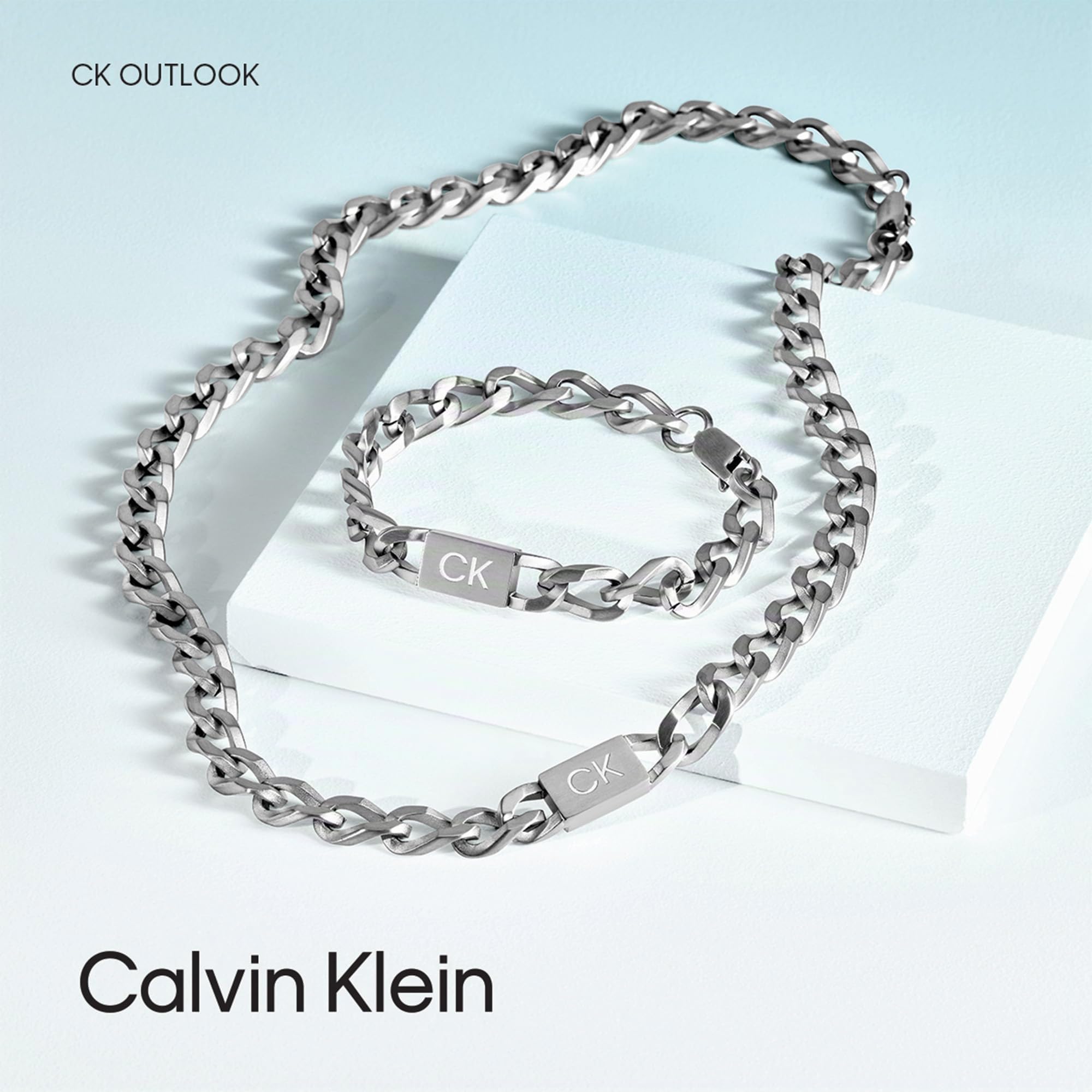 Calvin Klein Collares de cadena Outlook Collection para hombre en acero inoxidable
