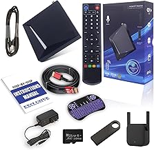 v V5 2025 See Pro con control remoto, teclado, cable HDMI, adaptador de corriente, manual de configuración, unidad USB, tarjeta SD de 64 GB y cable Ethernet con extensor WiFi.
