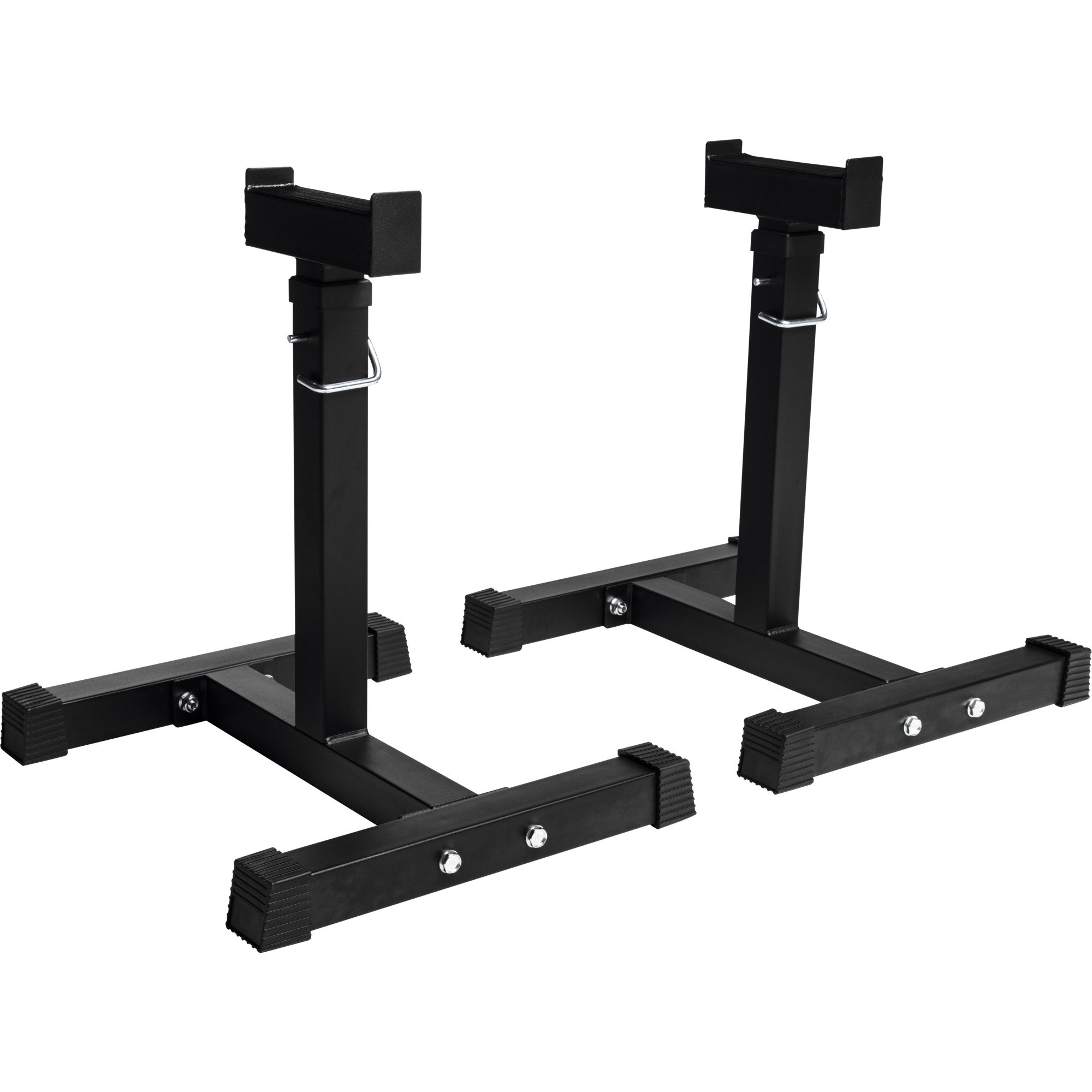 GORILLA SPORTS® Supporto per Bilanciere - Coppia, Altezza Regolabile, 52 x 46 x 56-71 cm, in Acciaio, Nero - Rack da Squat, Pesi Rack, Porta Manubri, Stand per Sollevamento, Palestra Casa, Fitness