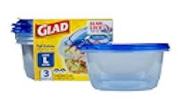 GladWare Tall Entree Food Storage Containers - Large Square - Meal Container Holds up to 42 Ounces of Food - Lock Tight Seal, 3 Count