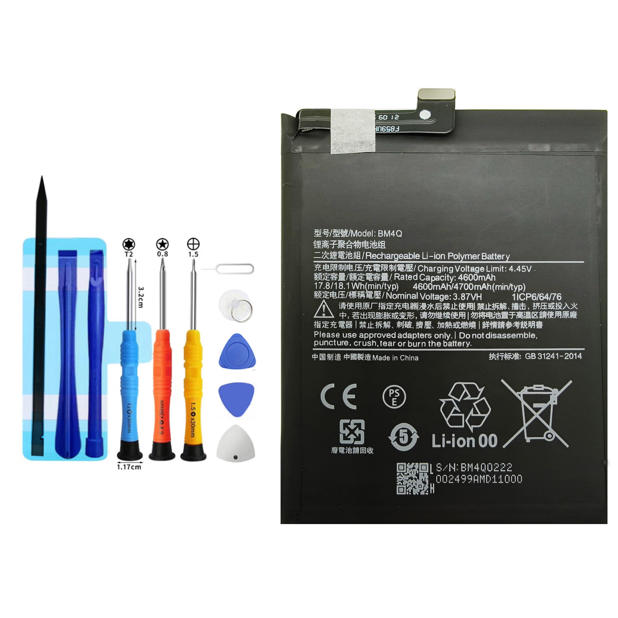 BM4Q Batterie de rechange, rechargeable, à 0 cycle, pour Xiaomi Poco F2 Pro M2004J11G, avec kit d'outils de réparation