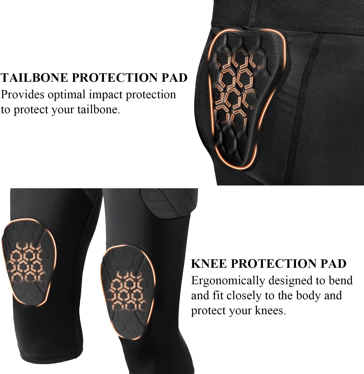 7 Pad Girdle Football Youth Football Girdle Youth Boys with Knee Integrated Hip Tailbone Thigh Pads- Basketball Padded Compression Shorts for Basketball Baseball Rugby Soccer - Image 4