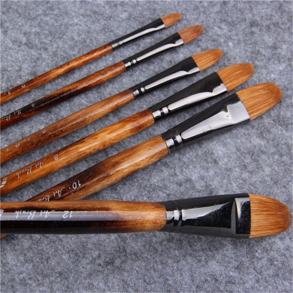 6 Teile/Satz Paintibrush Öl Painthair Wasser Farbe Pinsel Zeichnung Pinsel Künstlerbedarf Pinsel für Künstler (Rosso 6 stücke)