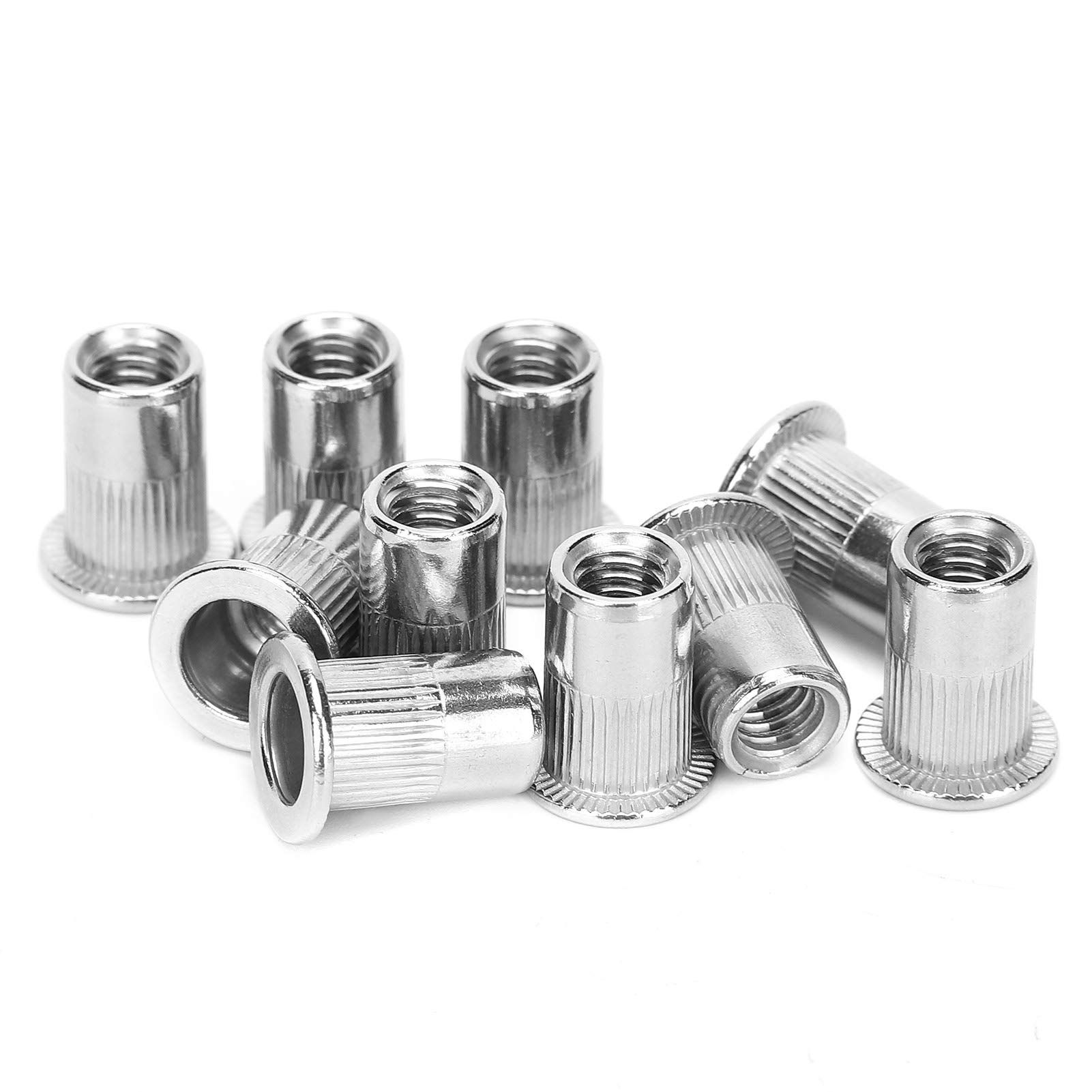 Flat Head Threaded Rivets 50-Pack M6 Flat Head Rivet Nuts - 304 ...