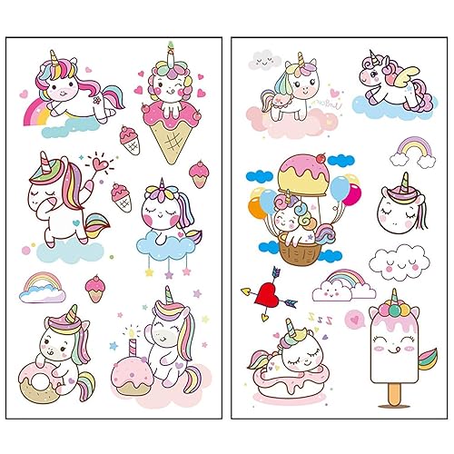 Miniatura 6 de Tatuajes de unicornio para niñas  Skin SAFE - Juego de calcomanías corporales impermeables para niños, regalos de fiesta de cumpleaños, bolsas,