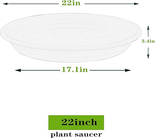 Miniatura 6 de SAUCERHOME Paquete de 2 bandejas de plástico para macetas de 6, 8, 10, 12, 14, 16, 19, 20 pulgadas, platillos de plástico para macetas y bandejas de