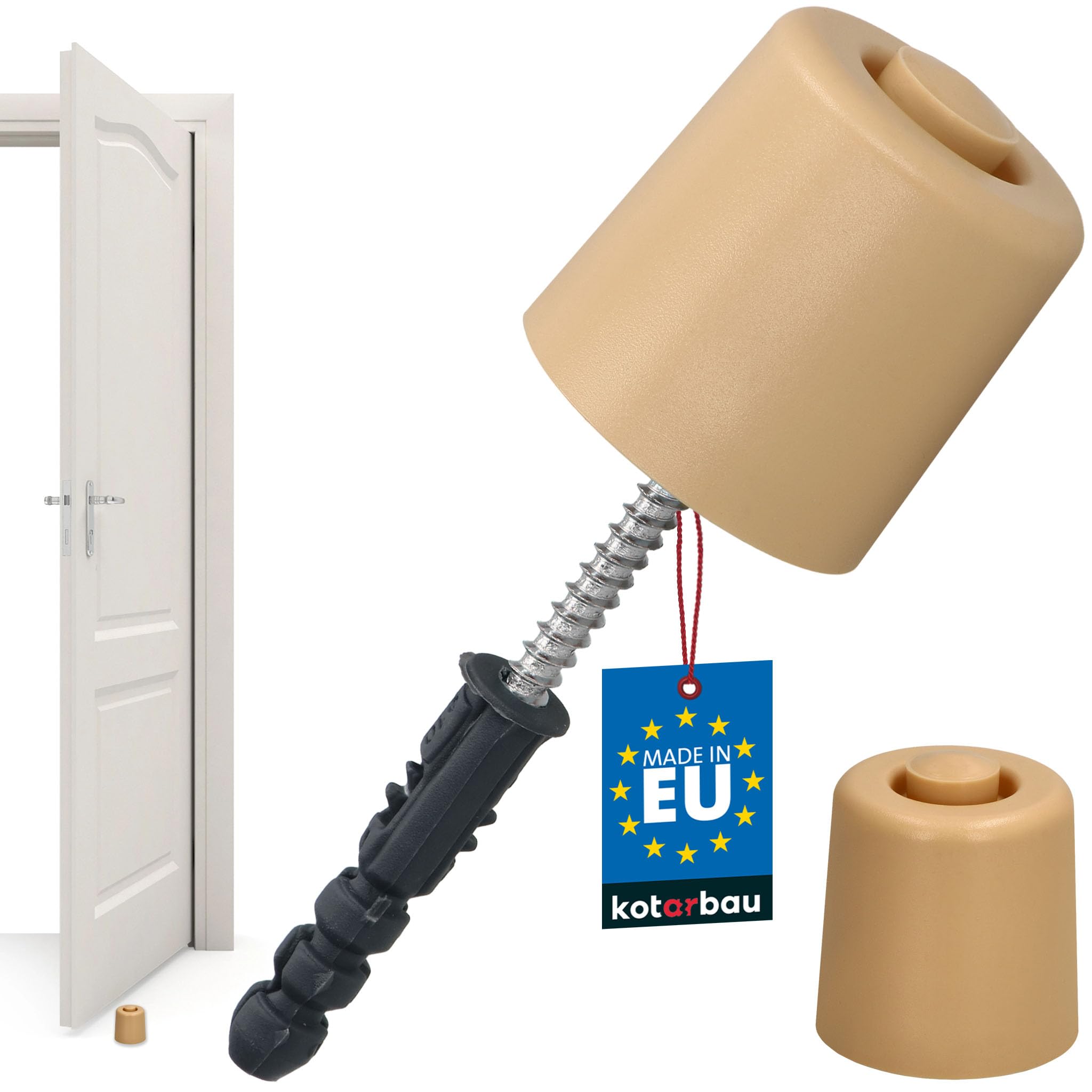 KOTARBAU Door Stop Floor for Screwing – 43 mm – Beige – Floor Door Stopper – Floor Mounted – Door Stopper – Rubber (Pack of 1)