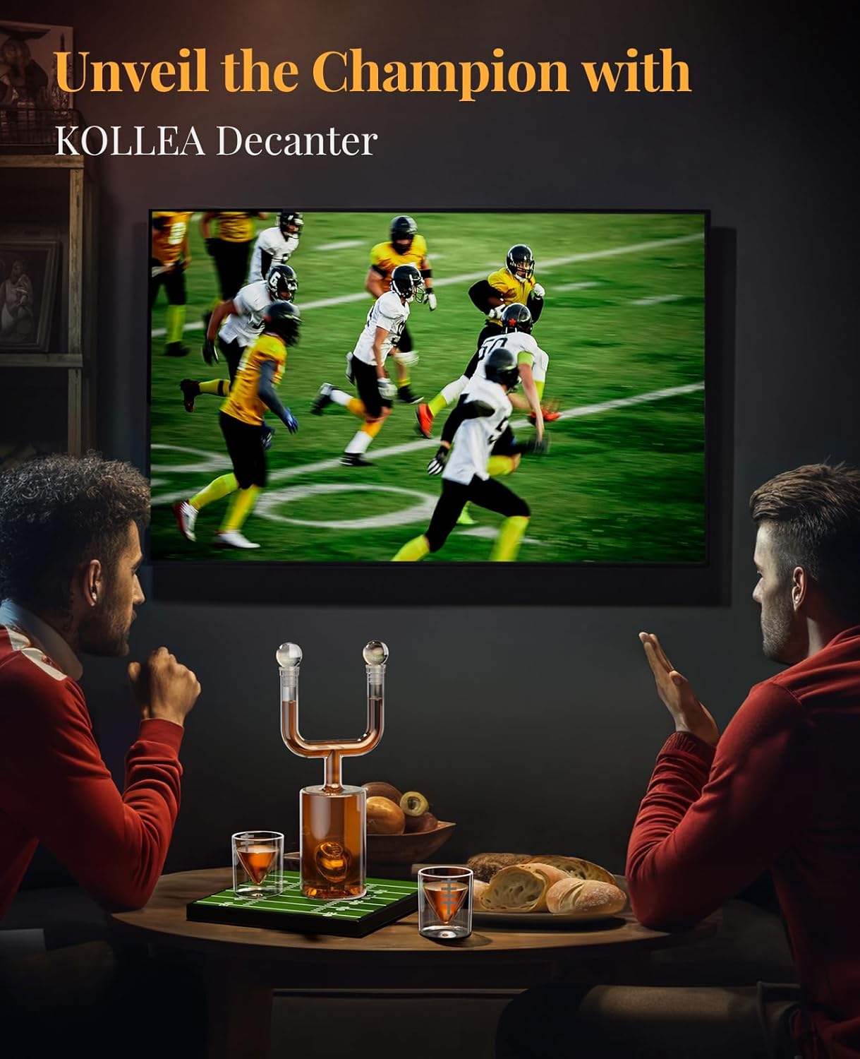 Football Gifts for Men, Kollea Whiskey Decanter Sets for Men, 28Oz Football Decanter Set with 2 Glass, Cool Anniversary Birthday Gift Idea for Dad Coach Brother Him, for Super Bowl Home Bar Party - Image 8
