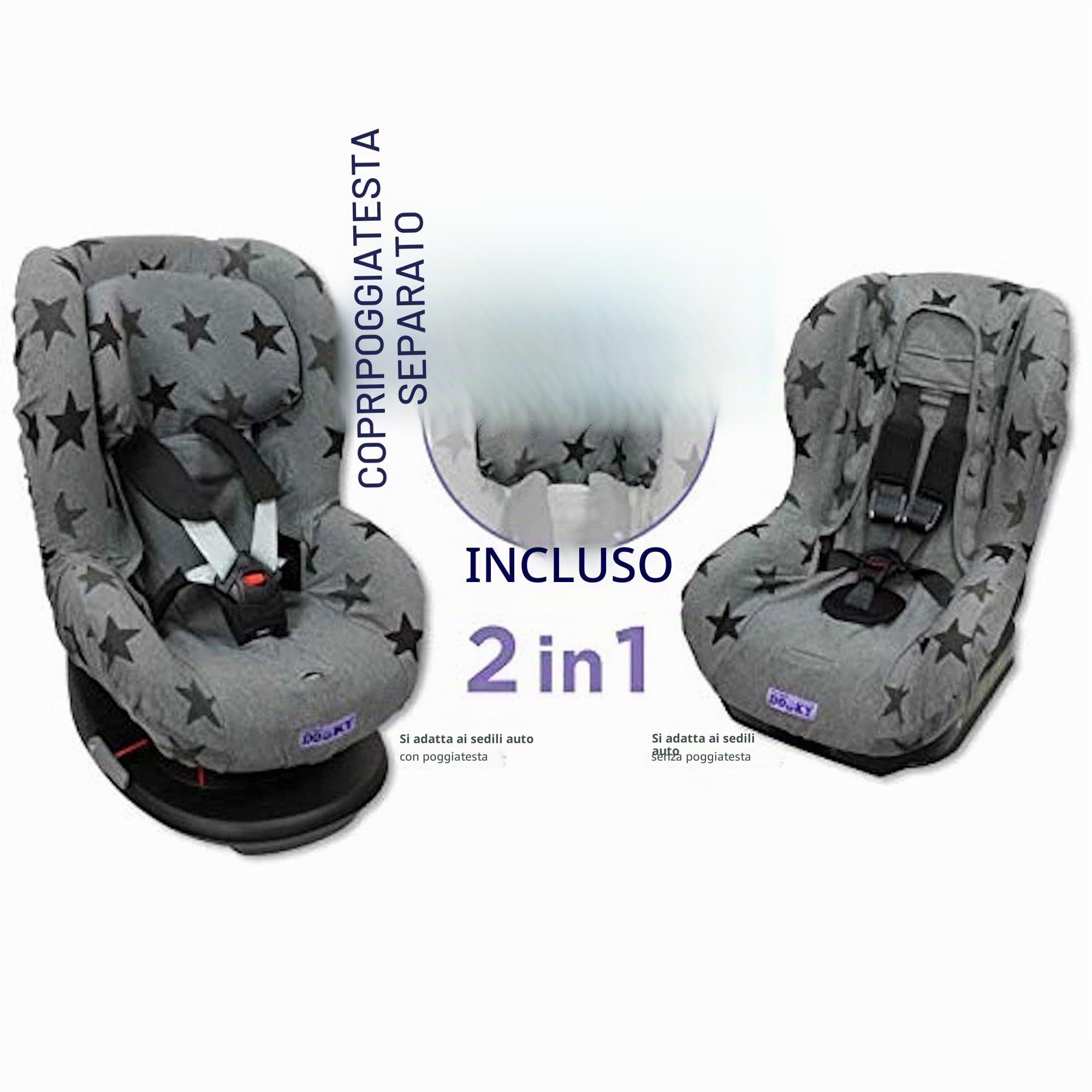 Dooky Black Uni - Coprisedile universale per seggiolino, per molti modelli comuni, gruppo di età 1+ 9-18 kg, sistema di cintura a 3 e 5 punti, colore nero