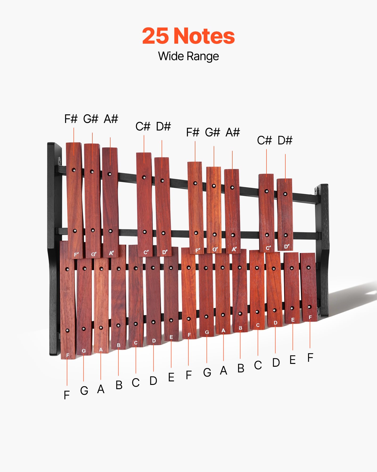 VEVOR Glockenspiel Xilofono, 25 Note, Strumento a Percussione Professionale in Legno, con 4 Bacchette, Borsa per il Trasporto, Kit di Strumenti Musicali Glockenspiel per Principianti