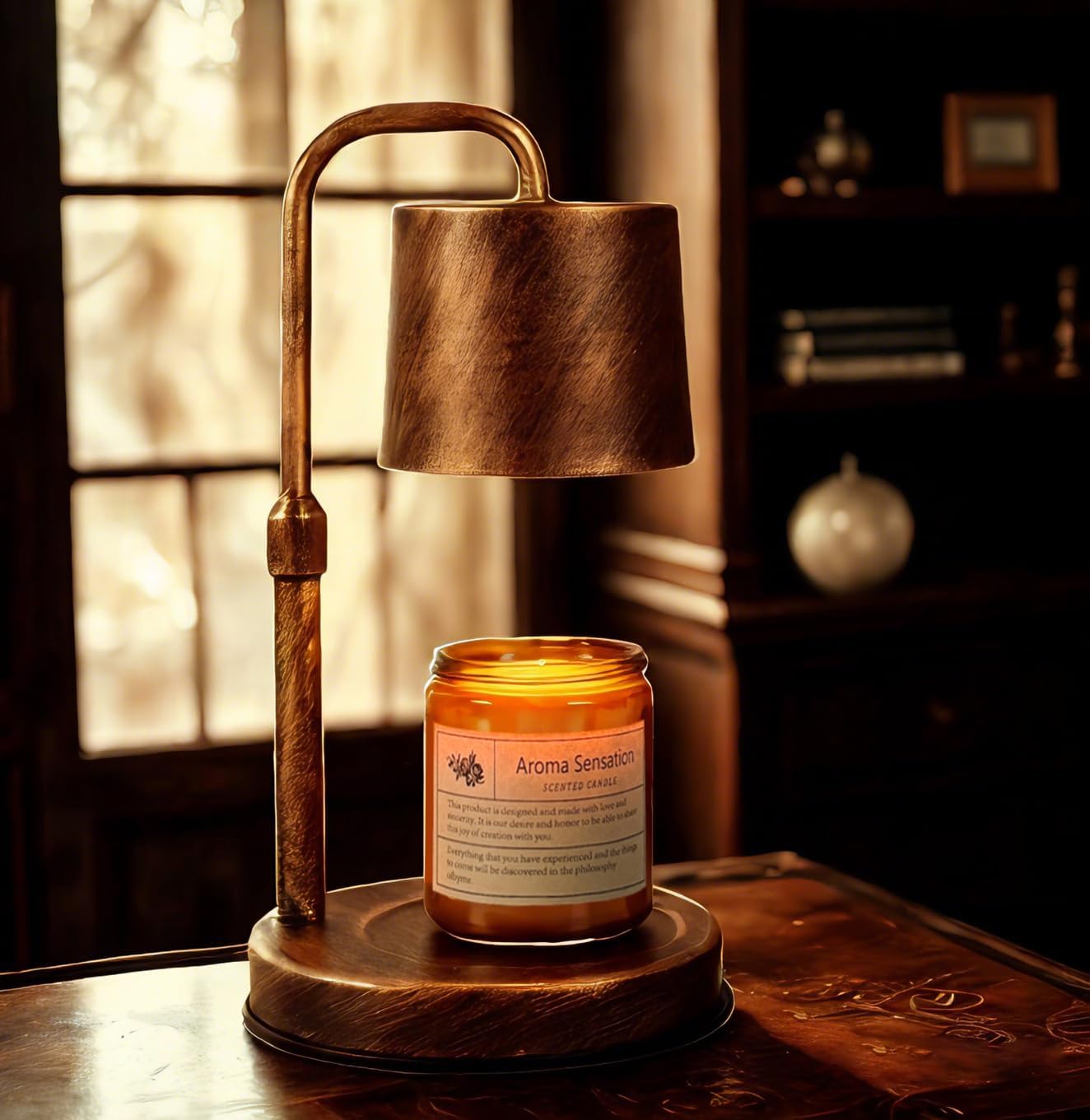 Vintage Industrial Candle Warmer Lamp for Home Decor - Height Adjustable with 2-6H Timer & Dimmer, Dimmable Wax Melt Warmer Compatible with Yankee Candle Jars (Antique Bronze, 50W 2 Bulbs, 110V)