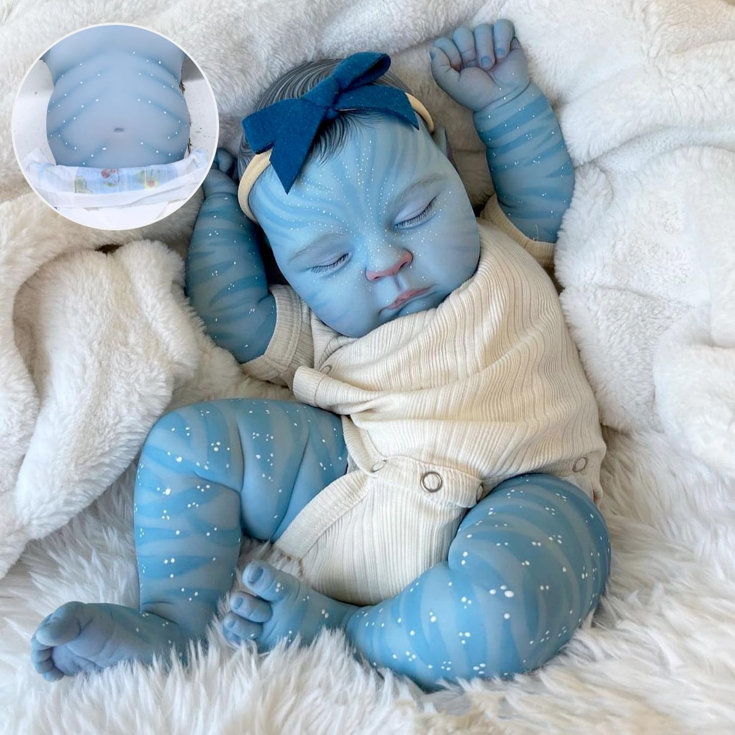 cosheng -20 Inch Lifelike Avatar Full Body Vinyl Girl Reborn Baby Dolls Silicone Newborn Baby Doll Sleeping Soft Vinyl Bebes Reborn Toy for Kids Age 3+