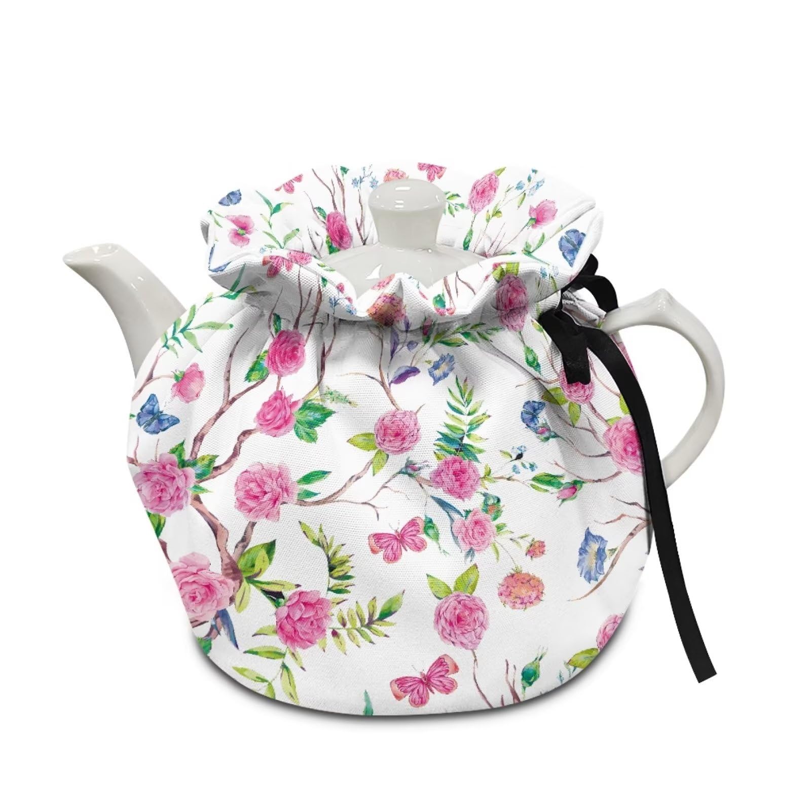 NETILGEN Teapot Cozy Tea Cozies Insulated Keep Warm Tea Pot Cozies Teapot Dust Cover Perfect for a Traditional English High Tea Experience, Pink Rose Floral