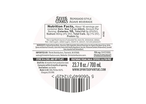 Miniatura 2 de Seven Giants - Alternativa de tequila estilo reposado  Tequila sin alcohol  Licores no alcohólicos premium de Spirits of Virtue  Importado por Think