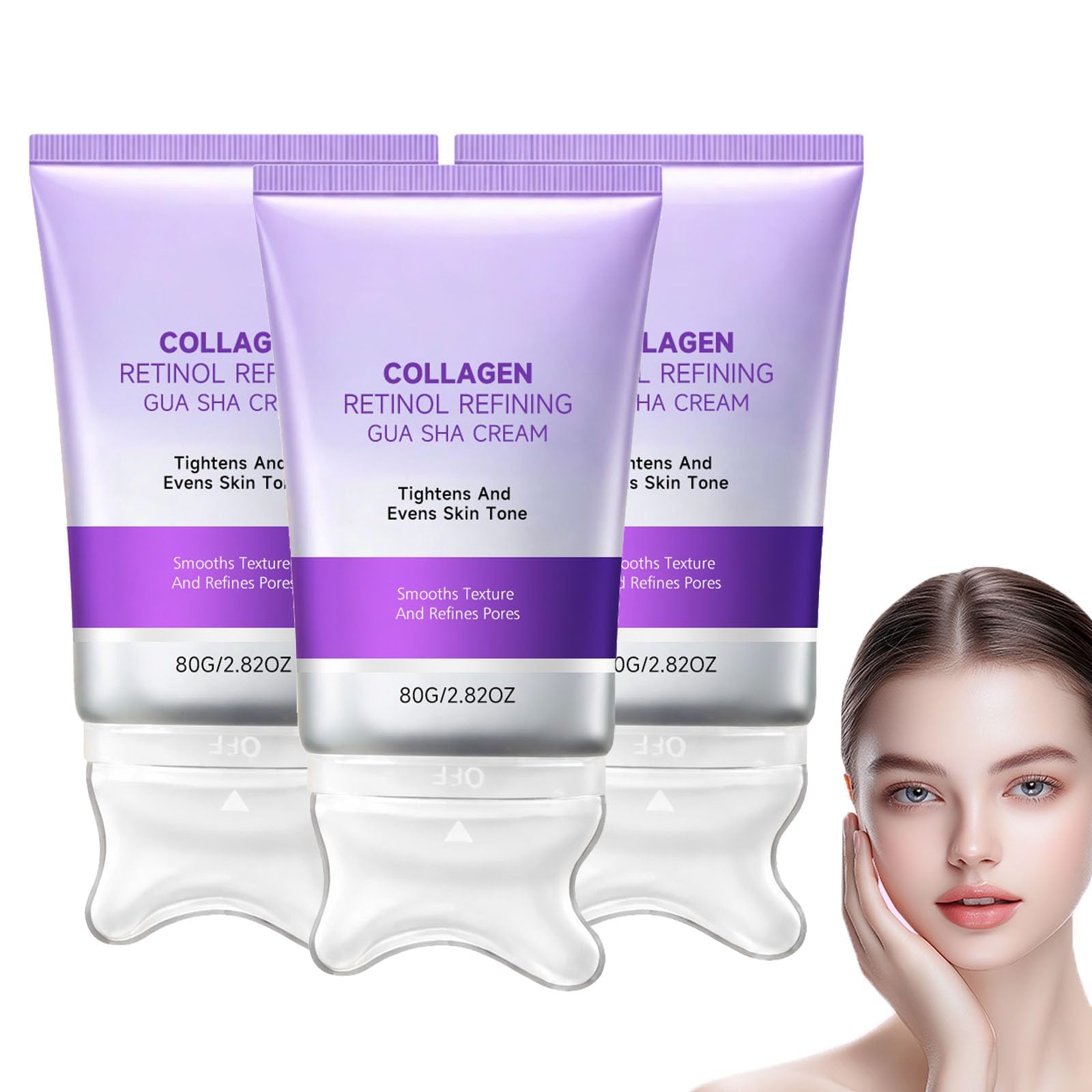 Crema Viso Con Gua Sha A Rullo, Retinolo E Collagene, Crema Idratante Quotidiana Per Viso, Collo E Décolleté, Lozione Leggera E Non Untuosa Per La Cura Della Pelle (3pcs)